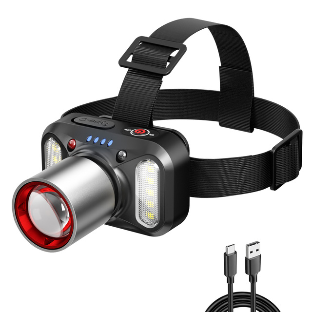 XINSITE Portable LED Headlamp Extendable Zoomable Aluminium Alloy Housing Super Bright Waterproof Outdoor Lighting USB