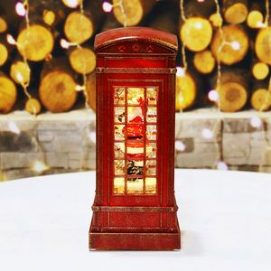 New Christmas Decoration Supplies Santa Red Telephone Booth Lantern Glitter Water Spinning for Christmas Ornaments <b>Lights</b> - Product Image 2