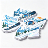 Autocollants de sport de ski en vinyle PVC blanc, graphiques de snowboard, lunettes de montagne, sentiers, forêt de pin, brillants, imperméables, résistants au froid