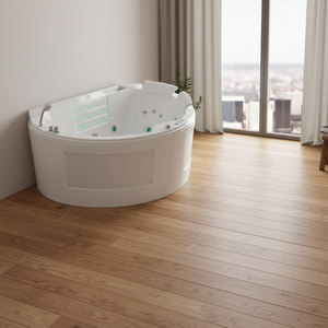 Baignoire autoportante avec panneau de commande de massage, bain à remous haut de gamme <span class=keywords><strong>Balneo</strong></span> avec bois de teck - Product Image 1