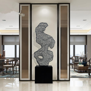 Estatua de resina moderna abstracta de hierro para jardín, estatua de hierro fundido con Base de mármol, venta al por mayor - Product Image 2