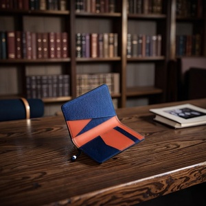 Multifunctional Genuine Black Saffiano Leather Open Closure Passport Holder with Nylon Lining Portable Unisex Card Case - Product Image 5