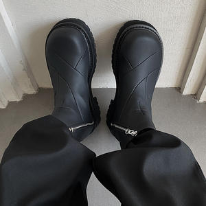 XINZI RAIN Bottes courtes unisexes à plateforme haute <span class=keywords><strong>Chelsea</strong></span> Noir Cuir fendu Fond épais Hauteur Augmenter Femmes Hommes <span class=keywords><strong>Bottines</strong></span> - Product Image 3