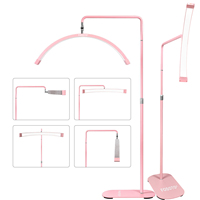 Lampe de sol multifonctionnelle Fosoto 28 pouces avec clip pour téléphone, lumière demi-lune pour cils, maquillage et éclairage photographique