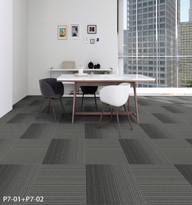 กระเบื้องพรมปูพื้นสำนักงานสมัยใหม่ ผลิตจากโพลีโพรพิลีนและพีวีซี ขนาด 50x50 ซม. ลายสี่เหลี่ยม ดีไซน์แบบมีเบาะรองรับ สำหรับห้องนั่งเล่น - Product Image 1