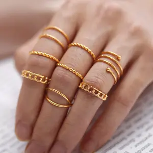 bohemian rings set gold rings for women little finger rings(EJ1845)