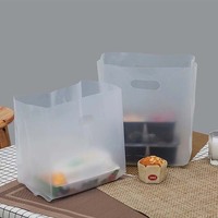 Sacs de Shopping en plastique, personnalisés, Poly transparents givrés sac à pain, sac à emporter en plastique découpé avec poignée 1 pièce