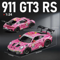 Modèle de voiture en alliage moulé sous pression 1:24, édition peinture dinosaure 911 GT3 RS, avec portes ouvrables, lumières et sons, jouet moulé sous pression