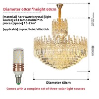 Lustre LED moderne de luxe doré pour intérieur, avec cristaux, angle de faisceau 360°, élégant luminaire suspendu pour salon, en fer