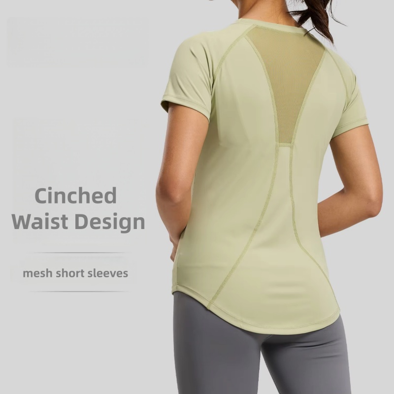 Mesh Back Yoga Short-Sleeve Tight-Fitting Chest-Enhancing Shaping Quick-Drying Breathable Top