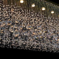 Lustre décoratif moderne en cristal perlé de luxe de lumière pendante carrée d'intérieur pour la forme rectangulaire d'hôtel