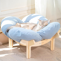 Lit pour chat rectangulaire moderne de luxe surélevé en tissu, coussin moelleux, canapé d'intérieur pour animaux de compagnie, fauteuil lounge surélevé pour chats
