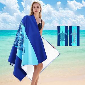 Microfibra personalizada de gran tamaño azul sin arena viaje piscina Yoga gimnasio toallas tortuga rayas Toalla de playa para adultos y niños - Product Image 2