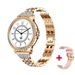I58 jam tangan pintar amoled i58, arloji cerdas pelacak kebugaran tahan air resolusi tinggi, menjawab panggilan telepon warna emas mawar untuk wanita