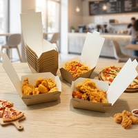 Bol en papier carré jetable épaissi avec couvercle intégré, boîte à lunch anti-fuite pour salade, pâtes, boîte à repas rapide