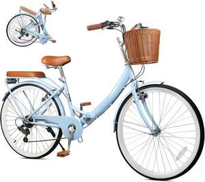 Vélo de plage pliable de 20 pouces pour femmes, vélo pliable à 7 vitesses avec panier et support - Product Image 5