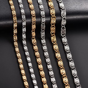 Collier en acier inoxydable chic 4/5/6 mm, maillons embossés, chaîne de cou style trombone pour femmes et hommes, couleur or, collier ras du cou, bijoux en métal - Product Image 3