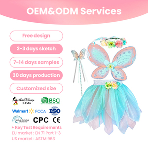 Jupe tutu de fée d'Halloween pour filles avec ailes de papillon, bandeau <span class=keywords><strong>halo</strong></span> et robe en polyester pour enfants - Product Image 1