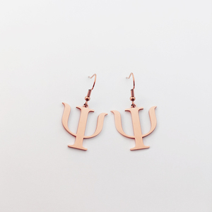 Psychologie Pendentif Boucles D'oreilles 18K Plaqué Or En Acier Inoxydable Psi Psychic Symbole Boucles D'oreilles Psychiatre Boucles D'oreilles Psychologue Cadeau - Product Image 3