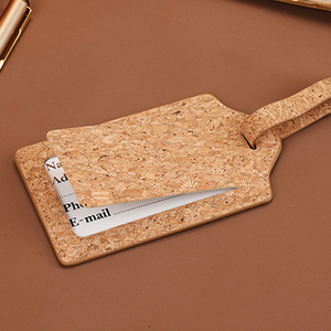 Étiquette de bagage en cuir portable de luxe en liège PU, porte-badge pour cadeaux d'affaires et promotionnels - Product Image 1
