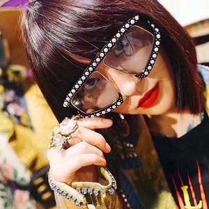 Nuevas Gafas de Sol de Lujo para Mujer, Montura Grande, Cristal Cuadrado, Estilo Perla, 2021 - Product Image 3