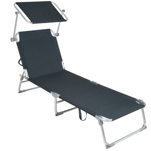 Chaise longue de plage pliable avec parasol intégré, légère, en métal, confortable et écologique - Product Image 3