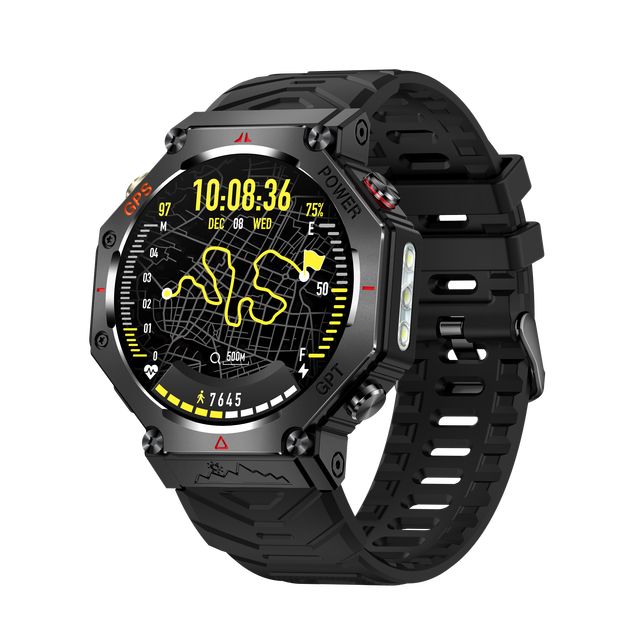KC91 Outdoor Smart Watch 1.39'' HD Screen 3ATM Waterproof Sports Style LED Strong Flashlight Smartwatch for Women Men 2025 New