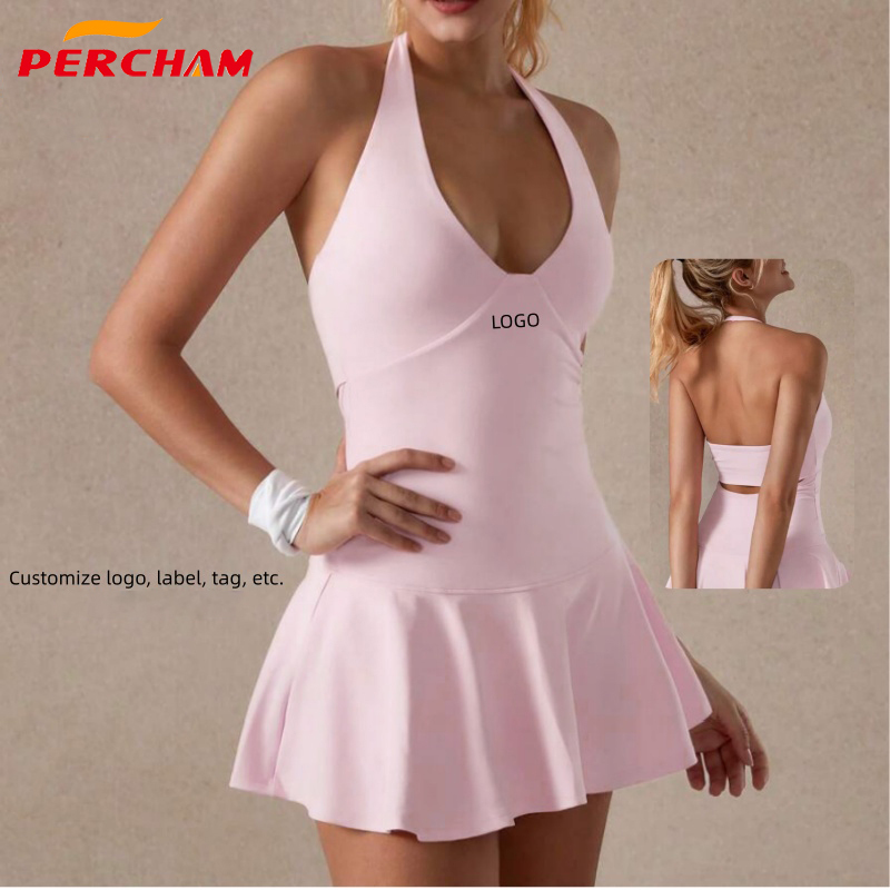 Custom Sleeveless Solid Color Moisture Wicking Gym Fitness Sports Slimming Activewear Comfortable Yoga Women Golf Tennis Dress