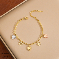 Bracelet pendentif fleur en acier inoxydable plaqué or 18 carats anti-corrosion, bijoux pour femmes, mode transfrontalière