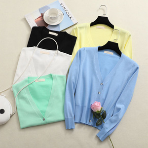 Maglieria da <span class=keywords><strong>donna</strong></span> scollo a v maglioni lavorati a <span class=keywords><strong>maglia</strong></span> di base Cardigan sottile da <span class=keywords><strong>donna</strong></span> moda manica lunga monopetto maglieria abbottonatura cardigan - Product Image 6