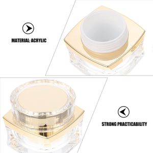 Luxury Double Wall Cosmetic Skin Care Jar with Gold Lid 50 ml Acrylic Square Cream Jars - Product Image 4