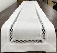 Chemin de table rectangulaire en lin uni teint avec bordure en sequins brillants pour couture