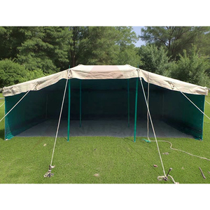 Tente d'abri de 4x6 mètres avec 4 fenêtres, 2 portes et toile recyclée triple couche de 600 GSM, structure en acier - Product Image 3