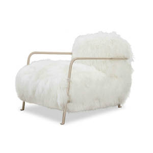 Silla de diseño de salón de piel de oveja mongol moderna de gama alta a medida, sillón de ocio con marco Tubular de Metal para dormitorio y sala de estar - Product Image 2