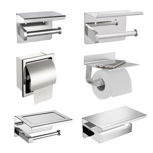 Industrial Wall-Mounted Toilet Tissue and Mobile Phone Storage Shelf Adhesive Bathroom <b>Paper</b> Towel <b>Holder</b> Rack ZF Global Export - Product Image 4
