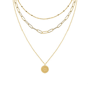 Collier avec pendentif 'Carpe Diem' plaqué or 18 carats avec chaîne à 3 couches |   Bijoux inspirants |   Collier avec citation « Seize le jour » - Product Image 1