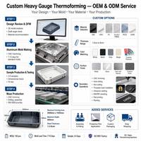 Carcasa de Plástico Termoformado al Vacío de Pared Gruesa Personalizada de PP, ABS, HIPS, PC de Calibre Pesado OEM de Fábrica Uplastech