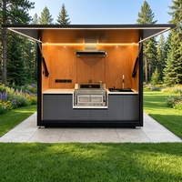 Cuisine extérieure de style zen minimaliste, simple, préfabriquée, modulaire, pour centre de retraite bien-être
