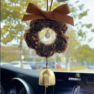 Handmade Luxury Plush Glossy <b>Car</b> Rearview Mirror Interior Hanging <b>Ornament</b> 25mm*25mm Christmas Melard Color Series - Product Image 2