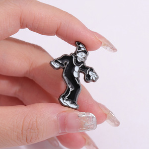 Pin decorativo de payaso blanco y negro de circo de Halloween <span class=keywords><strong>americano</strong></span> europeo, broche de terror con personalidad, fundición de dibujos animados, níquel negro 3D - Product Image 2