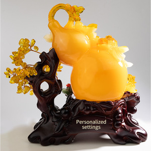 Adorno de Calabaza de Ámbar Feng Shui para la Atracción de la Riqueza, Decoración con Pixiu y el Carácter 'Fu' para el Hogar, Oficina, Regalo de Inauguración de Tienda - Product Image 2