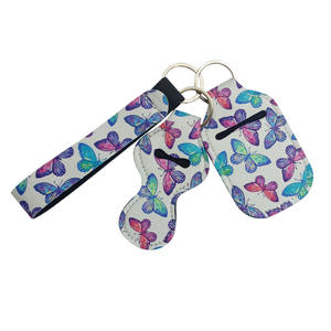 带挂绳和腕带塑料 + 氯丁橡胶材料定制标志蝴蝶设计的自卫报警钥匙扣套装 - Product Image 1
