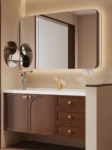 Waterproof and moisture-proof solid wood baking paint multifunctional intelligent <b>mirror</b> cabinet bathroom cabinet - Product Image 4