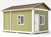 Casa Modular Prefabricada con Techo a Dos Aguas, Panel Sándwich Impermeable, Montaje Rápido para Cuarto de Almacenamiento, Cabaña