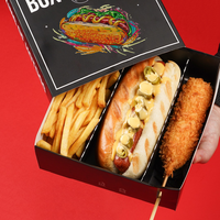 Emballage alimentaire rapide Conteneur alimentaire jetable Chien de maïs, frites, emballage sandwich avec conception libre