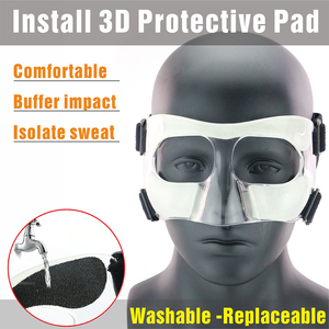 Protector facial deportivo transparente de talla única para baloncesto, protector facial ajustable con esponja de alta calidad - Product Image 5