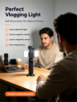 Lampe d'appoint magnétique double 2800-6800K, 3 modes, 300mAh, 2H, 360°, 22g, pour Vlog, Portrait, Photographie Culinaire, Compatible OEM avec DJI OSMO Pocket