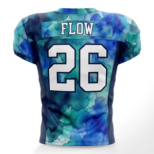 Maillot de football américain personnalisé imprimé numériquement de haute qualité, unisexe, col en V, manches courtes, 100% polyester, maille dégradée aquarelle - Product Image 3