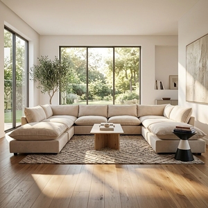 Modular Sectional Set Oversized Wood Frame Deep Comfy Seat 8-Seater Cloud for Living Room Villa - Product Image 1