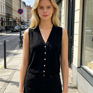 Cardigan sans manches en tricot plat de haute qualité pour femme <span class=keywords><strong>Heidi</strong></span> – Personnalisation OEM & ODM – Vêtements en tricot ajustés pour femme - Product Image 1